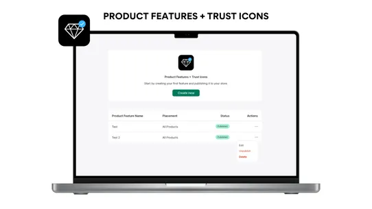 Product Features + Trust Icons screenshot