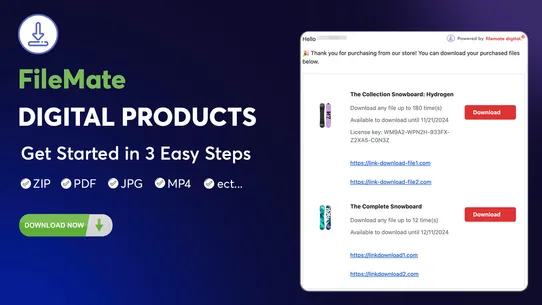 Digital Download File Products screenshot