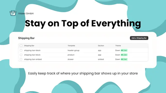 Visiert Shipping Bar screenshot