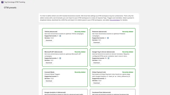 Tag Concierge GTM Tracking screenshot