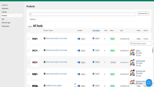 Multifeed Google Shopping Feed screenshot