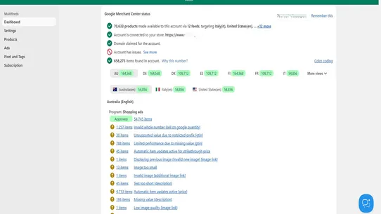 Multifeed Google Shopping Feed screenshot