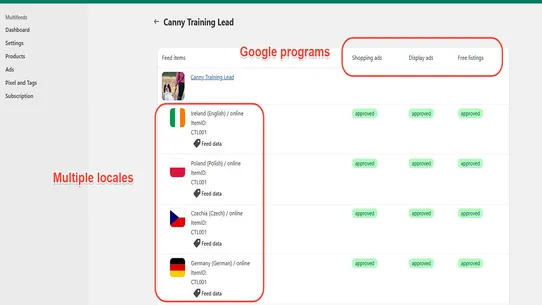 Multifeed Google Shopping Feed screenshot