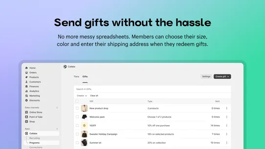 Shopify Collabs screenshot