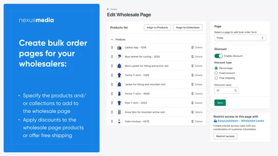 B2B:Wholesale Bulk Order Form screenshot