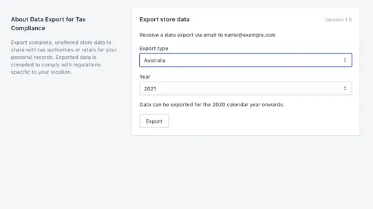 Data Exporter ‑ Tax Compliance screenshot