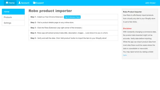 Robo Product Importer screenshot