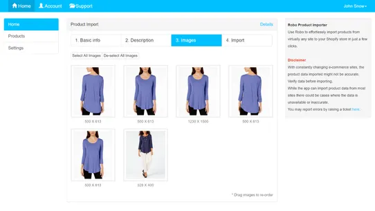 Robo Product Importer screenshot