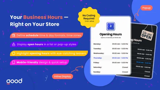 Schedule: Opening Hours Widget screenshot