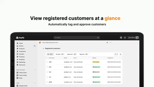 Clay: B2B Wholesale Form screenshot