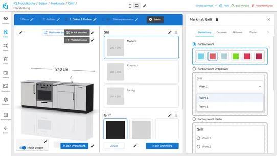 K3  ‑ 3D Produkt Konfigurator screenshot