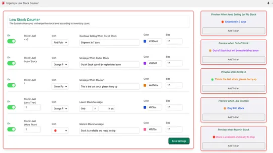Urgency+ Low Stock Counter screenshot