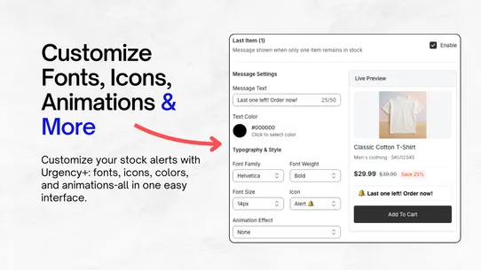 Urgency+ Low Stock Counter screenshot