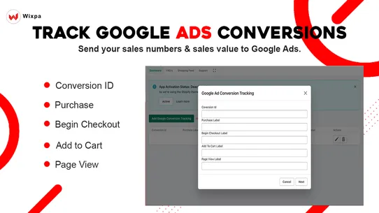 Wixpa Google Ads Tracking screenshot