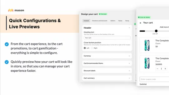 Mason: AI Smart Cart &amp; Upsells screenshot