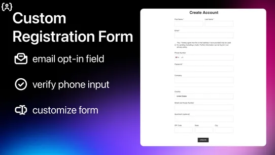 Pro Customer Registration Form screenshot