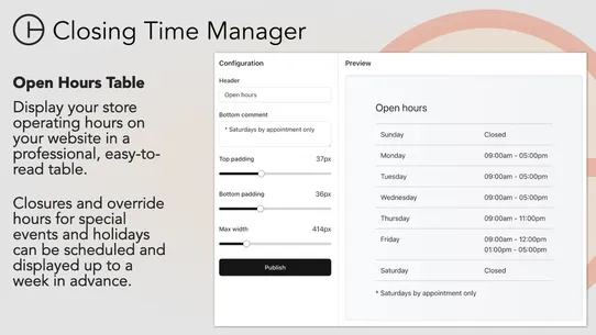 Closing Time Manager screenshot