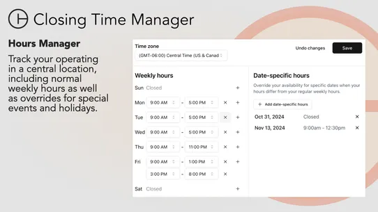 Closing Time Manager screenshot