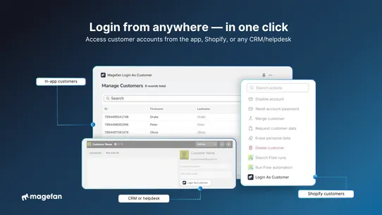 Login as Customer: Support screenshot