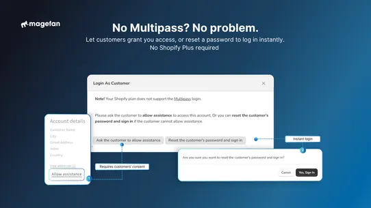 Login as Customer: Support screenshot