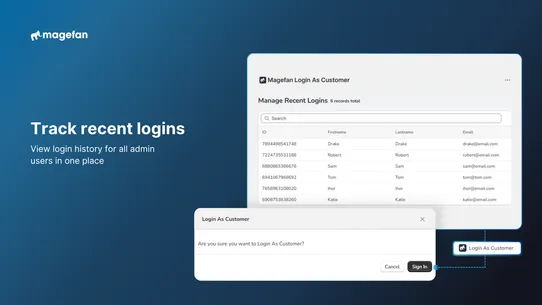 Login as Customer: Support screenshot