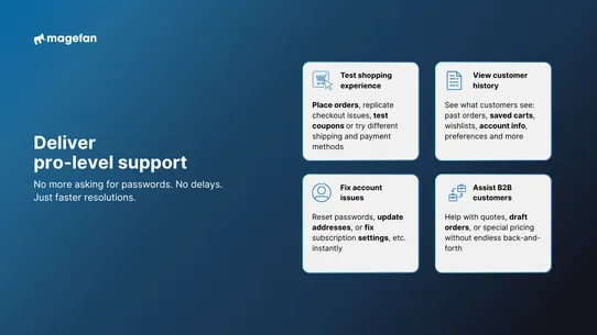 Login as Customer: Support screenshot