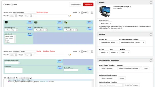 Dynamic Product Options screenshot