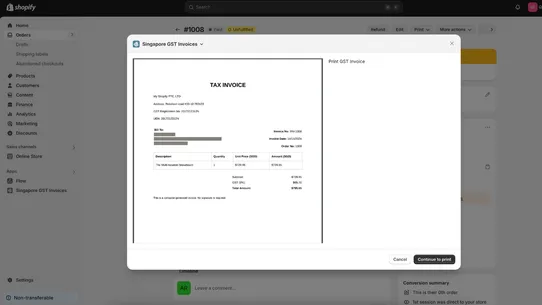 Singapore GST Invoices screenshot