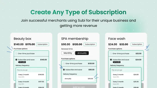 Subi Subscriptions|Memberships screenshot