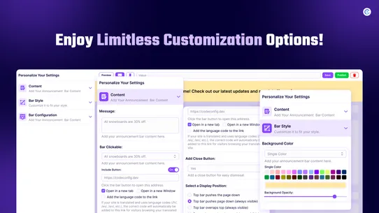 CodeConfig Announcement Bars screenshot