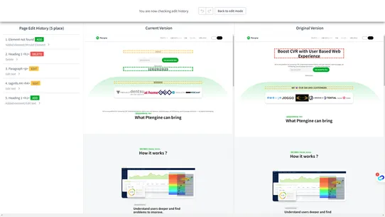 Ptengine ‑ Heatmaps, AB test screenshot