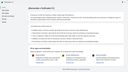 Tarificador Chile screenshot