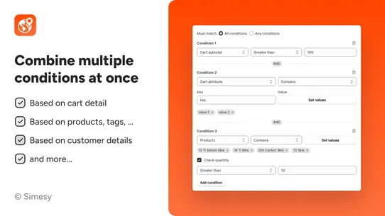 Simesy Hide Shipping Methods screenshot