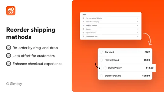Simesy Hide Shipping Methods screenshot