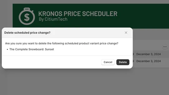 Kronos Price Scheduler screenshot