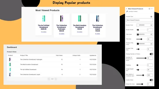 Product View &amp; Low Stock track screenshot