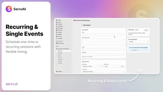 ServvAI ‑ Event Ticketing screenshot