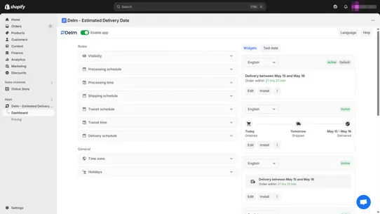 Delm ‑ Estimated Delivery Date screenshot