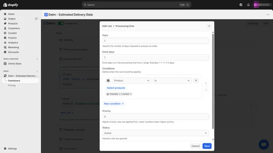 Delm ‑ Estimated Delivery Date screenshot