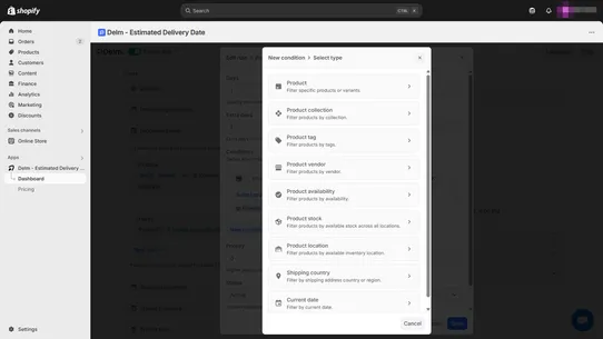 Delm ‑ Estimated Delivery Date screenshot