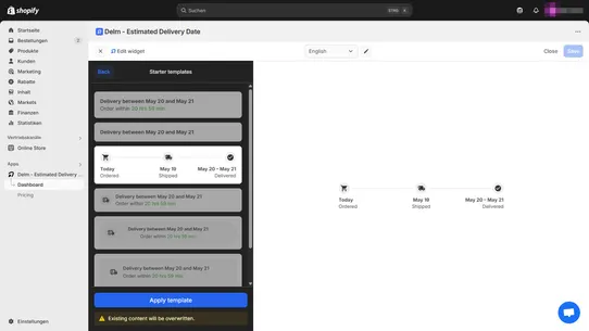 Delm ‑ Estimated Delivery Date screenshot