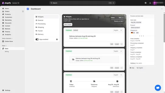 Delm ‑ Estimated Delivery Date screenshot
