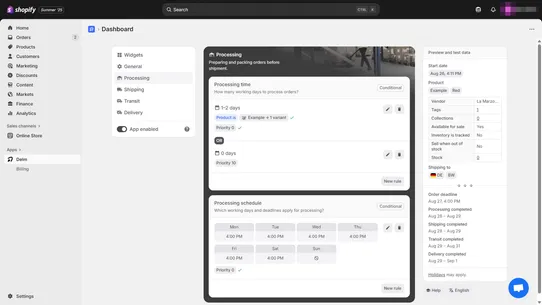 Delm ‑ Estimated Delivery Date screenshot