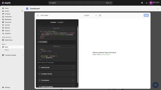 Delm ‑ Estimated Delivery Date screenshot