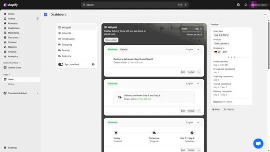 Delm ‑ Estimated Delivery Date screenshot