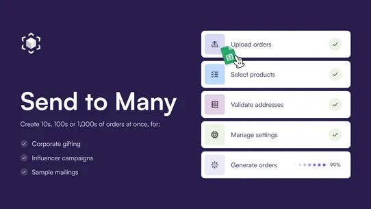 Send To Many Bulk Order Upload screenshot