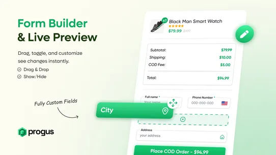 Progus COD Form screenshot