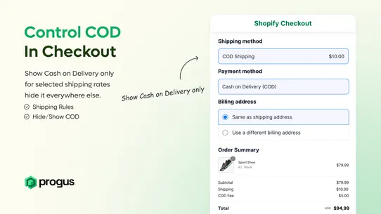 Progus COD Form screenshot