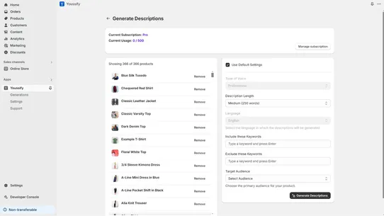 Youssify: Product Descriptions screenshot