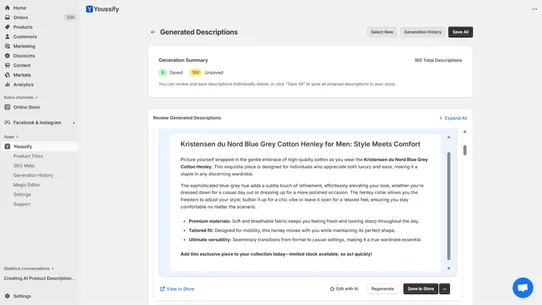 Youssify: Product Descriptions screenshot